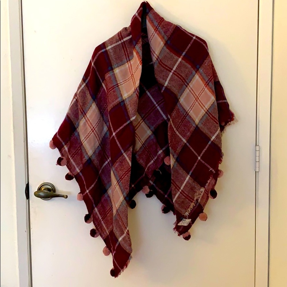 Melrose and Market Knit Wrap/Scarf with Pom Poms